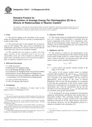 Standard Practice for  Calculation of Average Energy Per Disintegration (&xaf;E)   for a Mixture of Radionuclides in Reactor Coolant