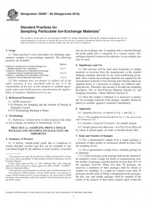 Standard Practices for  Sampling Particulate Ion-Exchange Materials