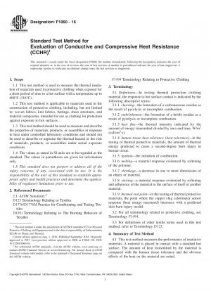 Standard Test Method for  Evaluation of Conductive and Compressive Heat Resistance (CCHR)
