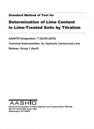 Standard Method of Test for Determination of Lime Content in Lime-Treated Soils by Titration