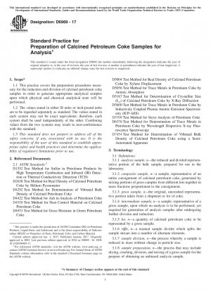 Standard Practice for Preparation of Calcined Petroleum Coke Samples for Analysis