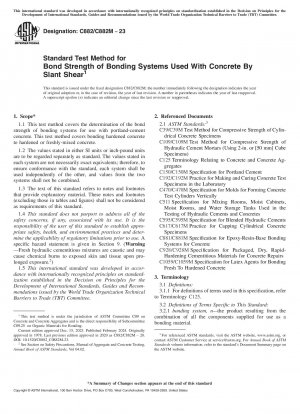Standard Test Method for  Bond Strength of Bonding Systems Used With Concrete By Slant  Shear