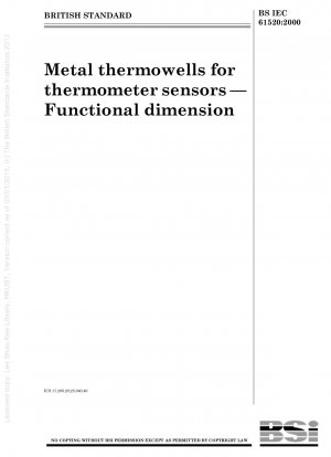 Metal thermowells for thermometer sensors — Functional dimension