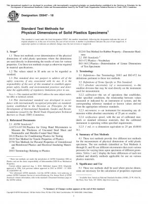 Standard Test Methods for Physical Dimensions of Solid Plastics Specimens