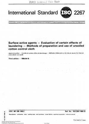 Surface active agents; Evaluation of certain effects of laundering; Methods of preparation and use of unsoiled cotton control cloth