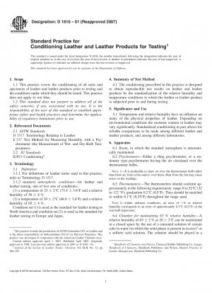 Standard Practice for Conditioning Leather and Leather Products for Testing