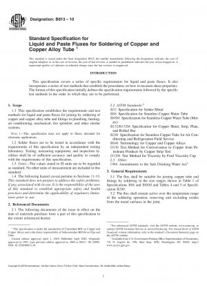 Standard Specification for Liquid and Paste Fluxes for Soldering of Copper and Copper Alloy Tube
