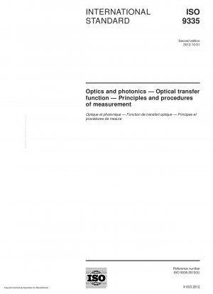 Optics and photonics - Optical transfer function - Principles and procedures of measurement