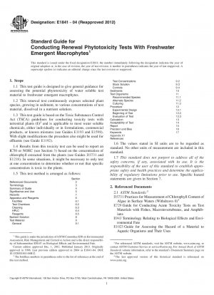 Standard Guide for  Conducting Renewal Phytotoxicity Tests With Freshwater Emergent  Macrophytes