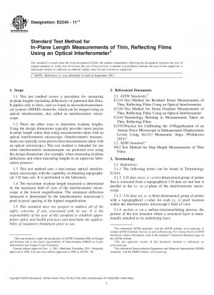 Standard Test Method for  In-Plane Length Measurements of Thin, Reflecting Films Using  an Optical Interferometer