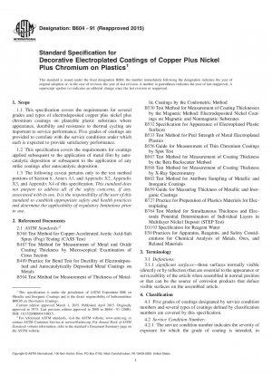 Standard Specification for  Decorative Electroplated Coatings of Copper Plus Nickel Plus   Chromium on Plastics