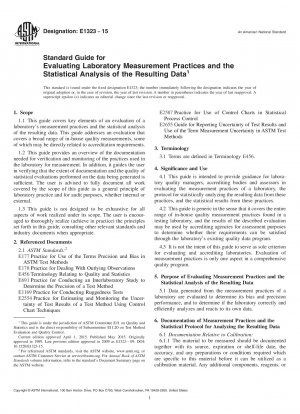 Standard Guide for  Evaluating Laboratory Measurement Practices and the Statistical  Analysis of the Resulting Data