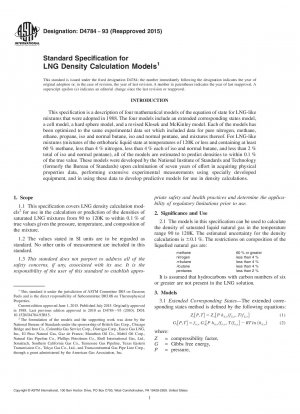 Standard Specification for  LNG Density Calculation Models