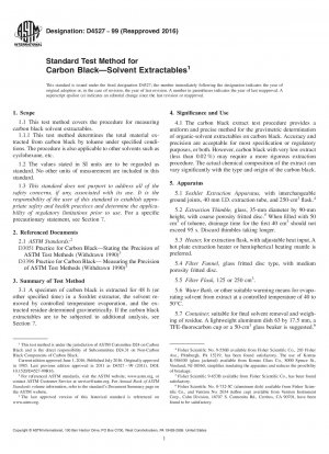 Standard Test Method for Carbon Black&x2014;Solvent Extractables