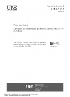Paper and board - European list of standard grades of paper and board for recycling