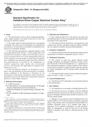 Standard Specification for Palladium-Silver-Copper Electrical Contact Alloy