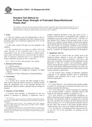 Standard Test Method for In-Plane Shear Strength of Pultruded Glass-Reinforced Plastic Rod