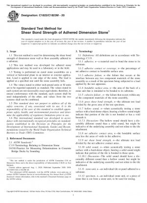 Standard Test Method for Shear Bond Strength of Adhered Dimension Stone