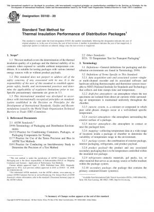 Standard Test Method for Thermal Insulation Performance of Distribution Packages