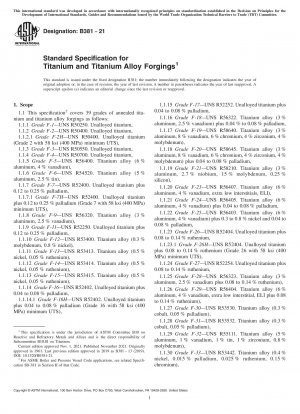 Standard Specification for Titanium and Titanium Alloy Forgings