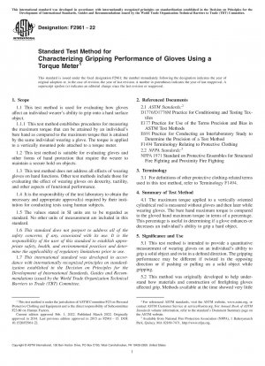 Standard Test Method for Characterizing Gripping Performance of Gloves Using a Torque Meter