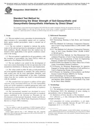 Standard Test Method for Determining the Shear Strength of Soil-Geosynthetic and Geosynthetic-Geosynthetic Interfaces by Direct Shear