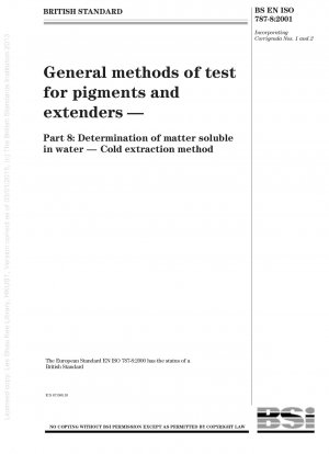 General methods of test for pigments and extenders - Determination of matter soluble in water - Cold extraction method