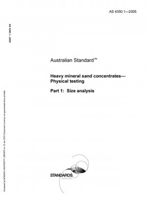 Heavy mineral sand concentrates - Physical testing - Size analysis