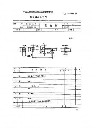 Machine tool fixture parts and components process card high feet