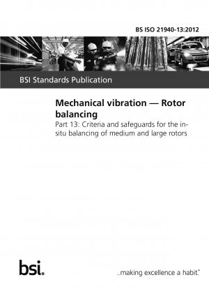 Mechanical vibration. Rotor balancing. Criteria and safeguards for the insitu balancing of medium and large rotors