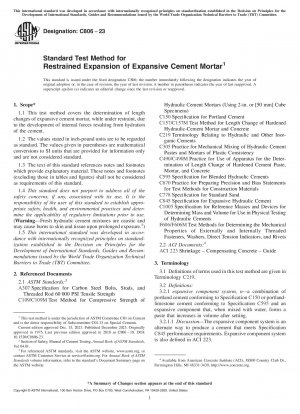 Standard Test Method for Restrained Expansion of Expansive Cement Mortar
