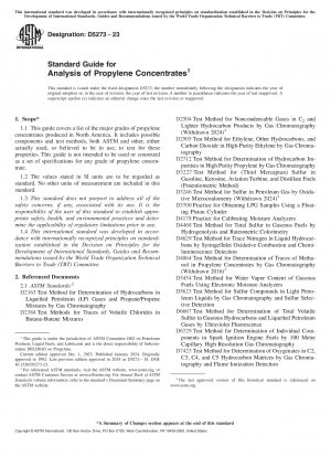 Standard Guide for Analysis of Propylene Concentrates