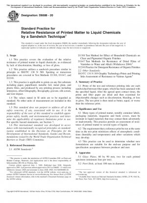 Standard Practice for Relative Resistance of Printed Matter to Liquid Chemicals by a Sandwich Technique