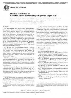Standard Test Method for Research Octane Number of Spark-Ignition Engine Fuel