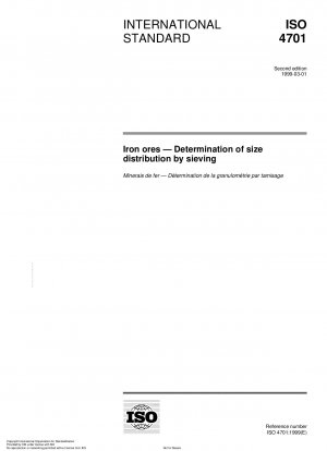Iron ores - Determination of size distribution by sieving
