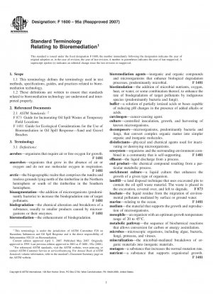 Standard Terminology Relating to Bioremediation