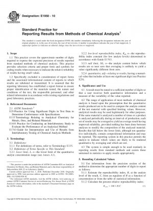 Standard Practice for Reporting Results from Methods of Chemical Analysis