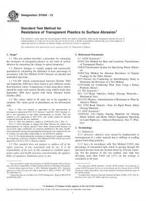 Standard Test Method for  Resistance of Transparent Plastics to Surface Abrasion