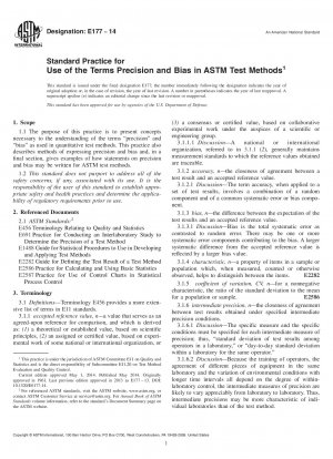 Standard Practice for  Use of the Terms Precision and Bias in ASTM Test Methods