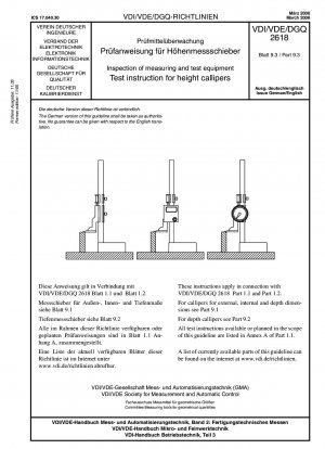 Inspection of measuring and test equipment; Test instruction for height callipers
