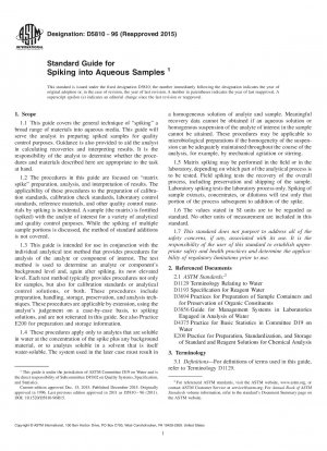 Standard Guide for  Spiking into Aqueous Samples&x2009;