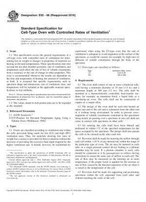 Standard Specification for  Cell-Type Oven with Controlled Rates of Ventilation
