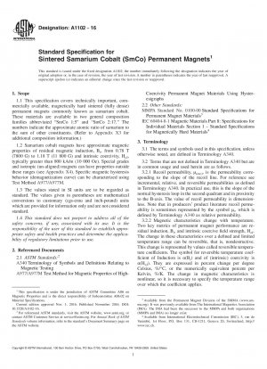 Standard Specification for Sintered Samarium Cobalt (SmCo) Permanent Magnets