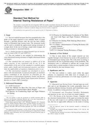 Standard Test Method for Internal Tearing Resistance of Paper