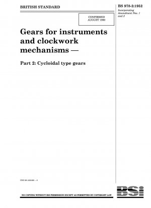 Gears for instruments and clockwork mechanisms — Part 2 : Cycloidal type gears