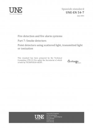 Fire detection and fire alarm systems - Part 7: Smoke detectors - Point detectors using scattered light, transmitted light or ionization.