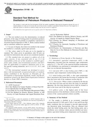 Standard Test Method for Distillation of Petroleum Products at Reduced Pressure