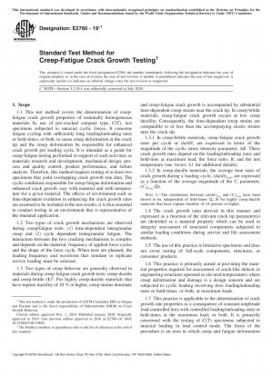 Standard Test Method for Creep-Fatigue Crack Growth Testing