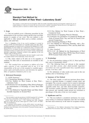 Standard Test Method for Wool Content of Raw Wool-Laboratory Scale