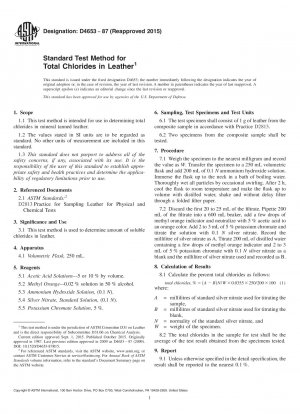 Standard Test Method for  Total Chlorides in Leather